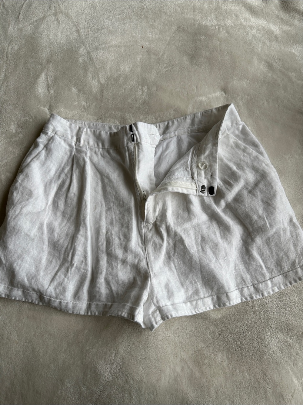 Joie White High-Waist Linen-Blend Shorts